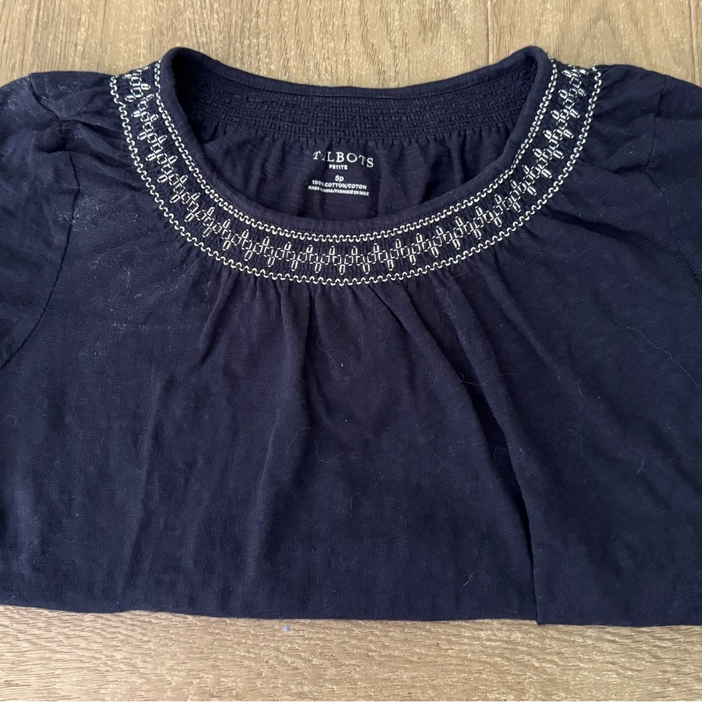 Talbots Navy Embellished Women's Top